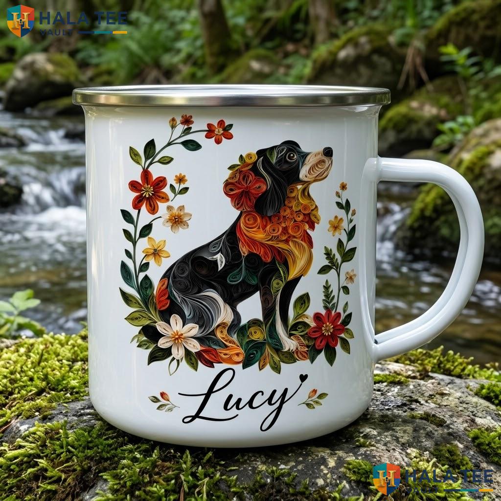 Dog Flower Witch Halloween Accent Mug Custom Silhouette Spooky Ceramic Coffee Mug