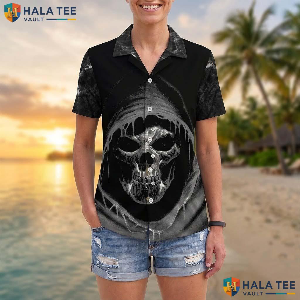 Dragon Skull Halloween Hawaiian Shirt Unisex Gothic Vacation Aloha Adult