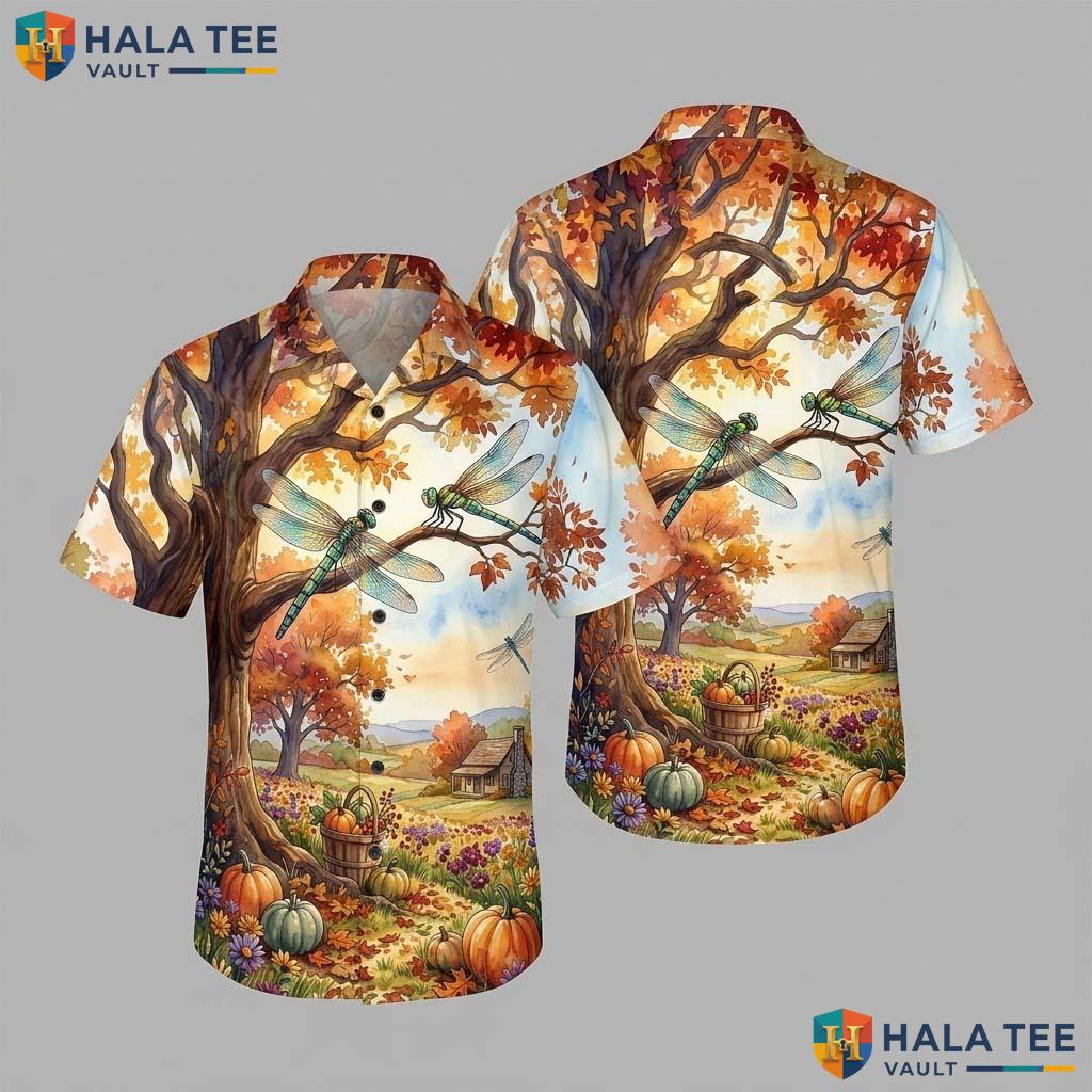 Dragonfly Costume Turkey Thanksgiving Hawaiian Shirt Animal Fall Mens