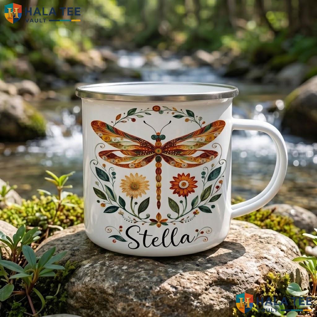 Dragonfly Witch Halloween Mug Personalized Silhouette Custom Ceramic Accent Mug