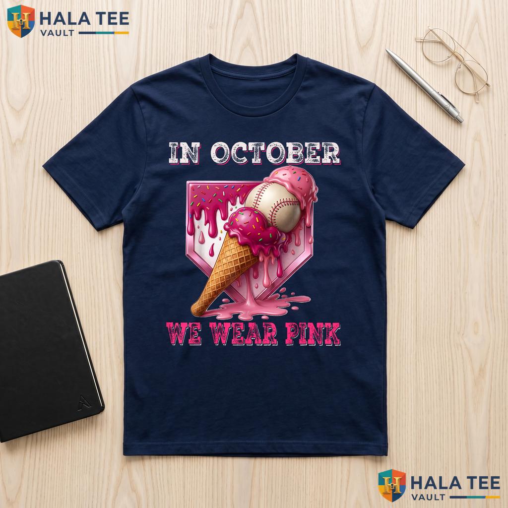 Drip Baseball Kid Boys TShirt October We Wear Pink Breast Cancer Top Adult