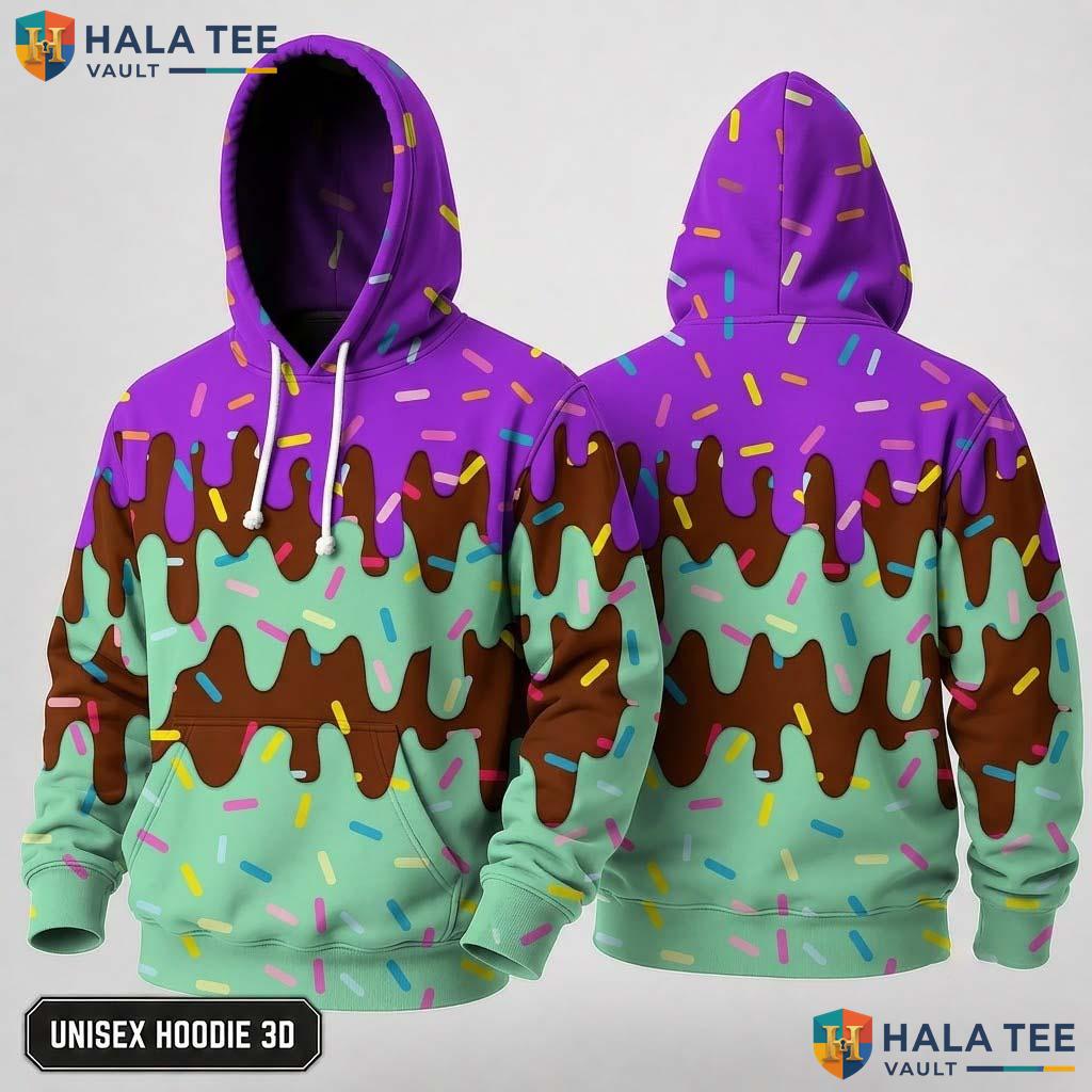 Dripping Ice Cream 3D Hoodie Warm Thick Sweatshirt Boys Girls Pullover
