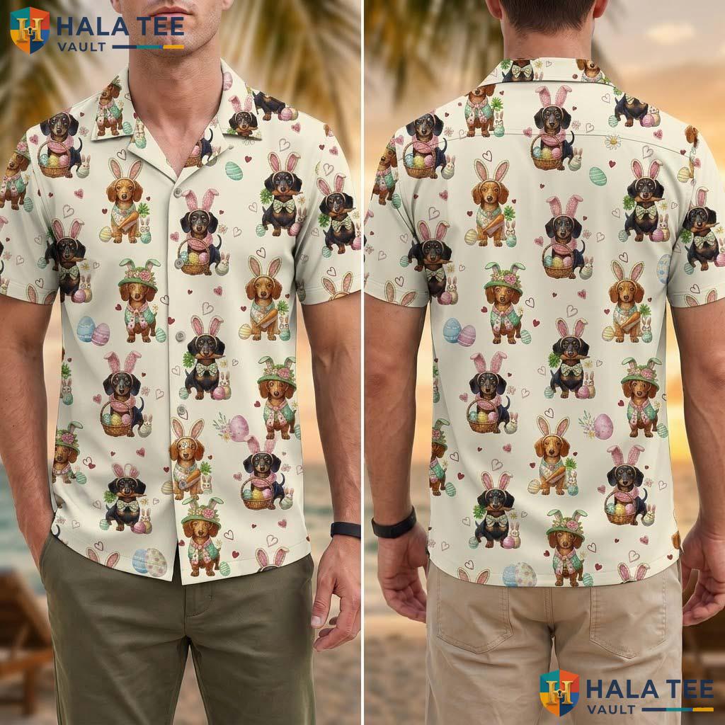 Easter Dog Personalized Tropical Shirt 3D Short Sleeve Button Down Top