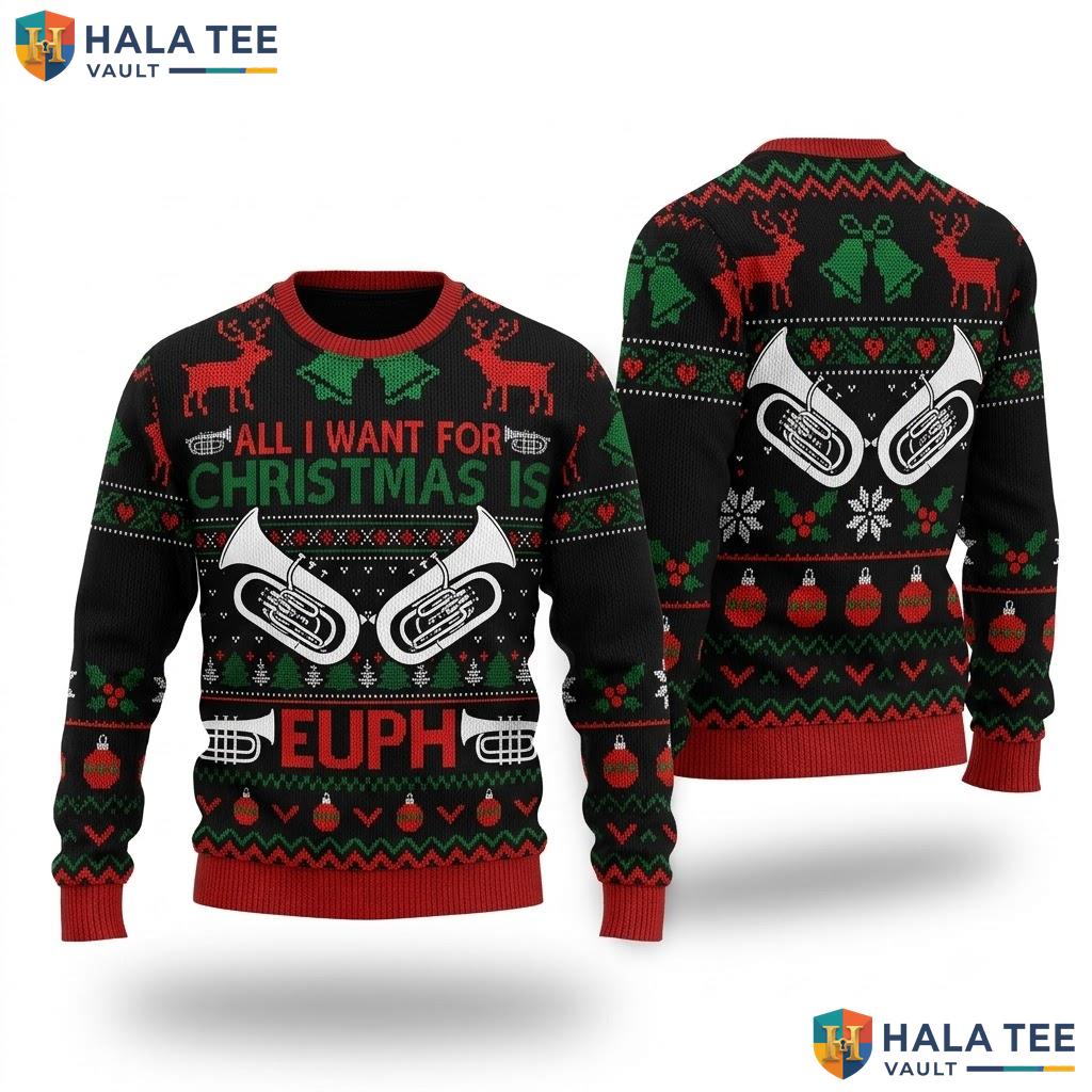 Euphonium Music Ugly Christmas Sweater Funny Instrument Holiday Gift