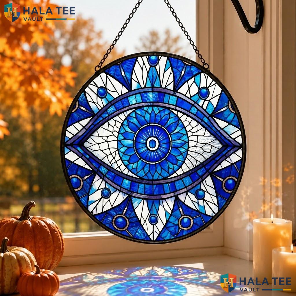 Evil Eye Moon Crow Stained Glass Suncatcher Gothic Home Door Decor Gift Adult