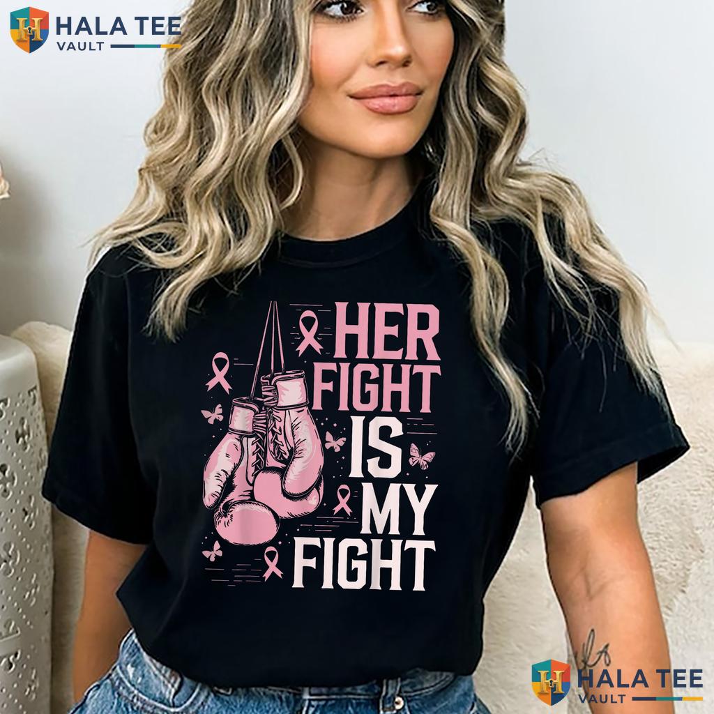 Fight Is My Fight Bow Tee Pink Breast Cancer Awareness Apparel Top Adult