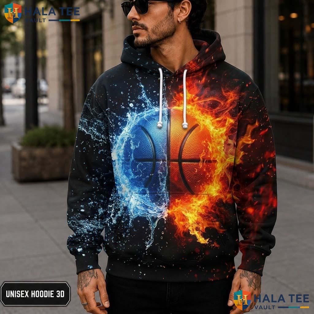 Fire Ice Basketball 3D Printed Hoodie Warm Thick Sweatshirt Boys Girls Apparel