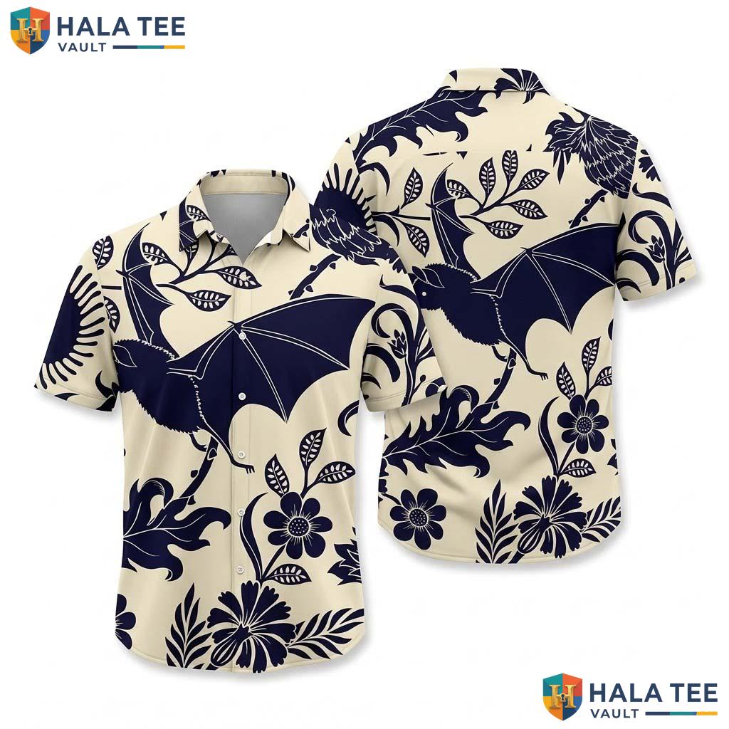 Floral Bat Halloween Hawaiian Shirt Gothic Tropical Vacation Aloha Top