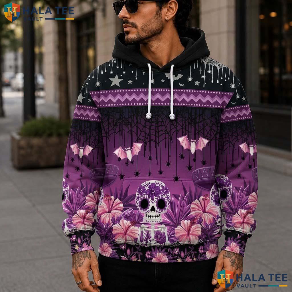 Floral Skull Bat 3D Printed Hoodie Cool Vibrant Unisex Halloween Sweatshirt