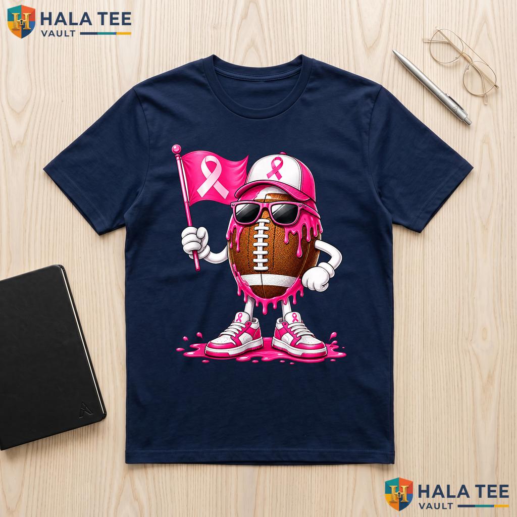 Football Drip Boys Kids T-Shirt Youth Pink Out Tackle Breast Cancer Adult