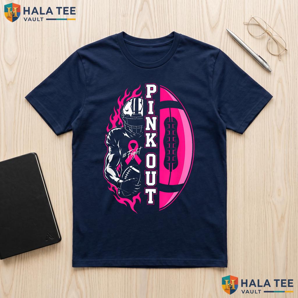 Football Pink Out Tackle TShirt Breast Cancer Awareness Graphic Top Adult