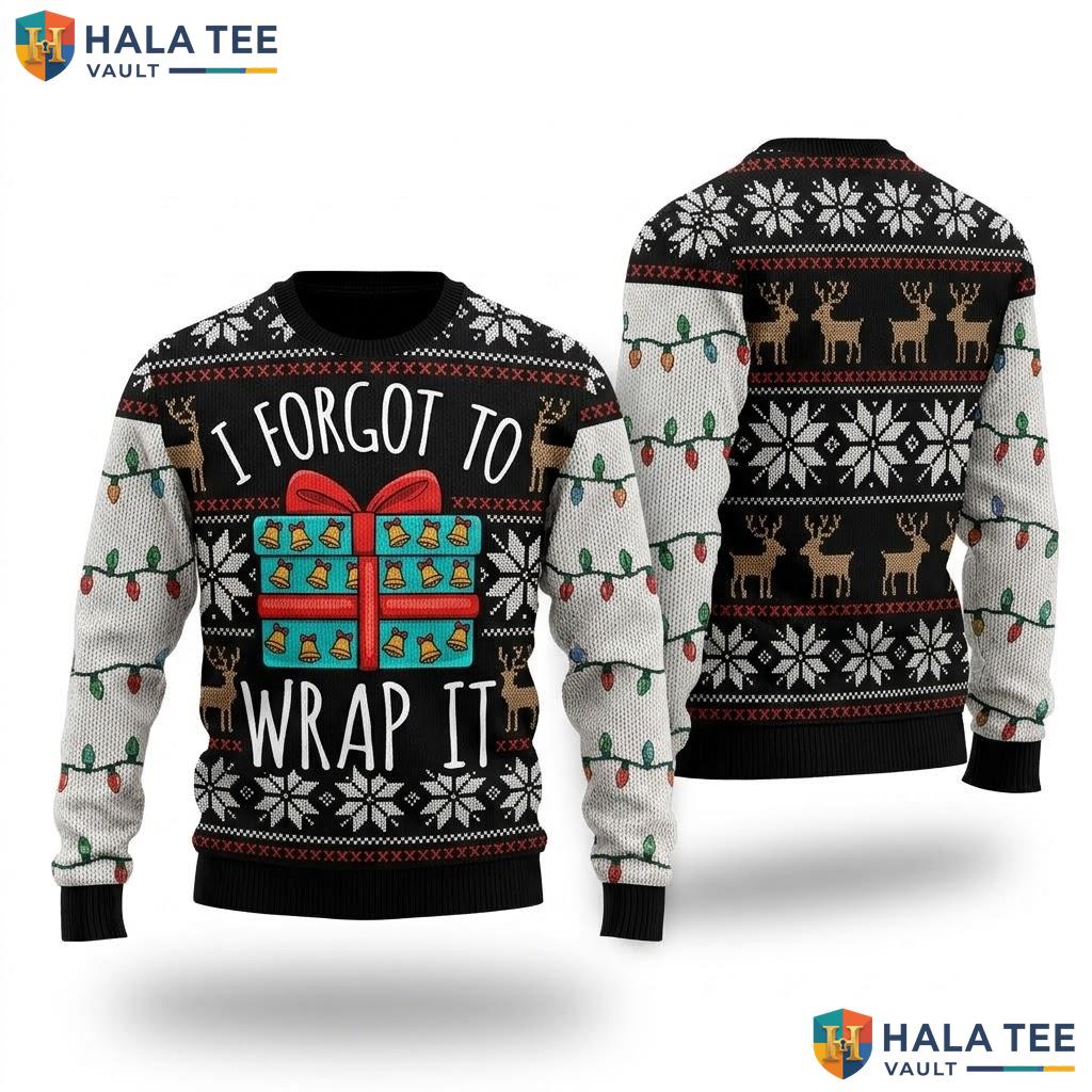 Forgot Wrap It Pregnancy Christmas Sweater Funny Announcement Top