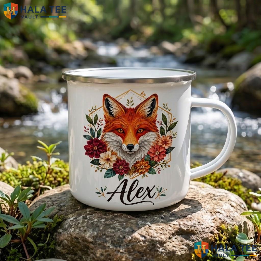 Fox Silhouette Witch Halloween Mug Custom Name Themed Ceramic Coffee Accent Mug