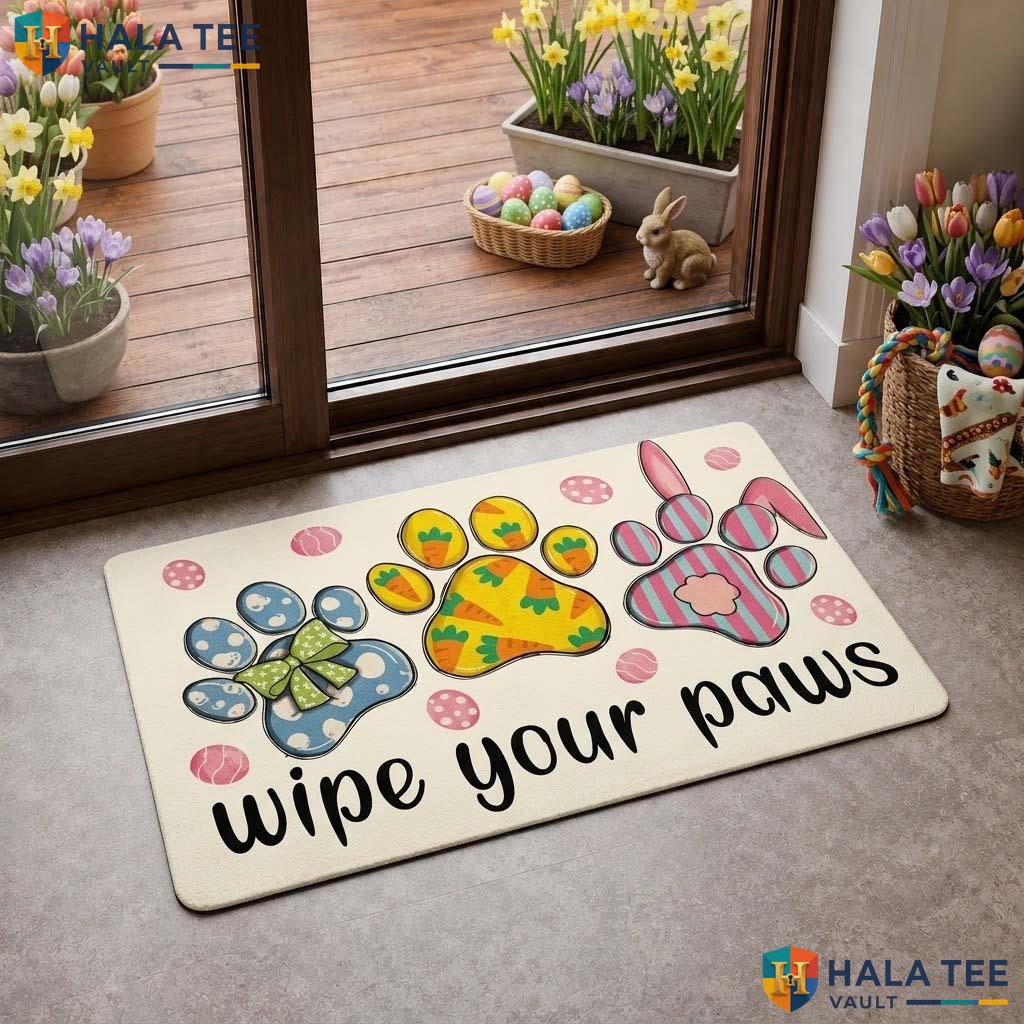 Funny Paw Print Welcome Doormat, Colorful Paw Prints For Pet Lovers