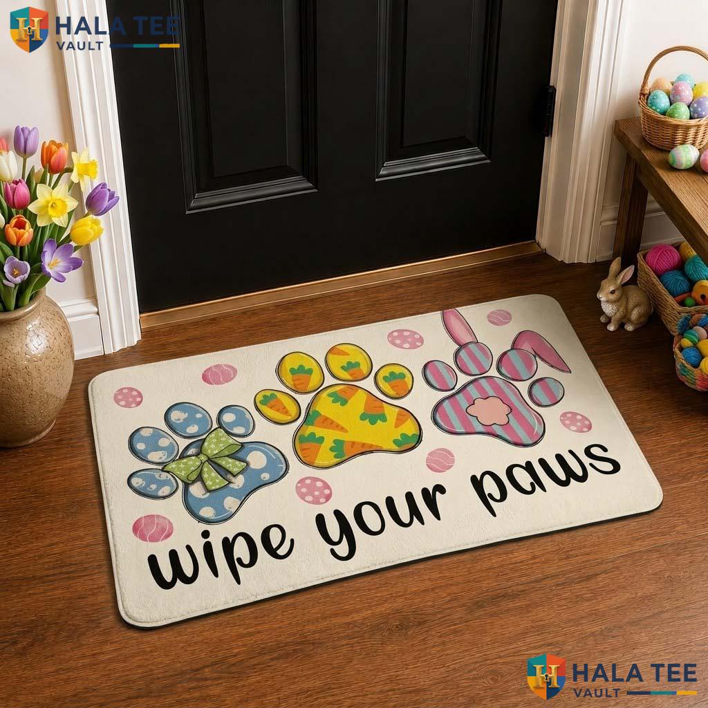 Funny Paw Print Welcome Front door mat, Colorful Paw Prints For Pet Lovers