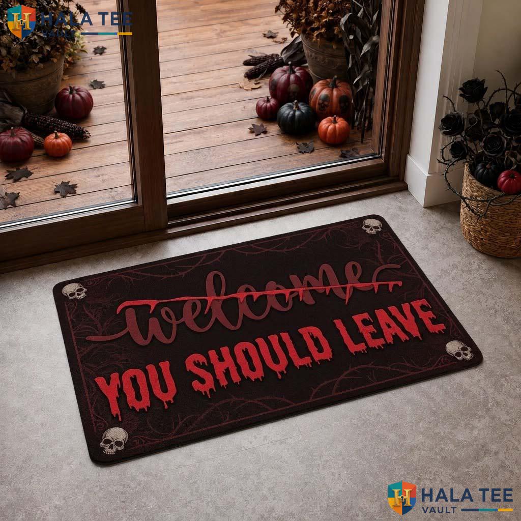 Funny Skull Halloween Doormat Spooky Entrance Rug Entryway Home Decor