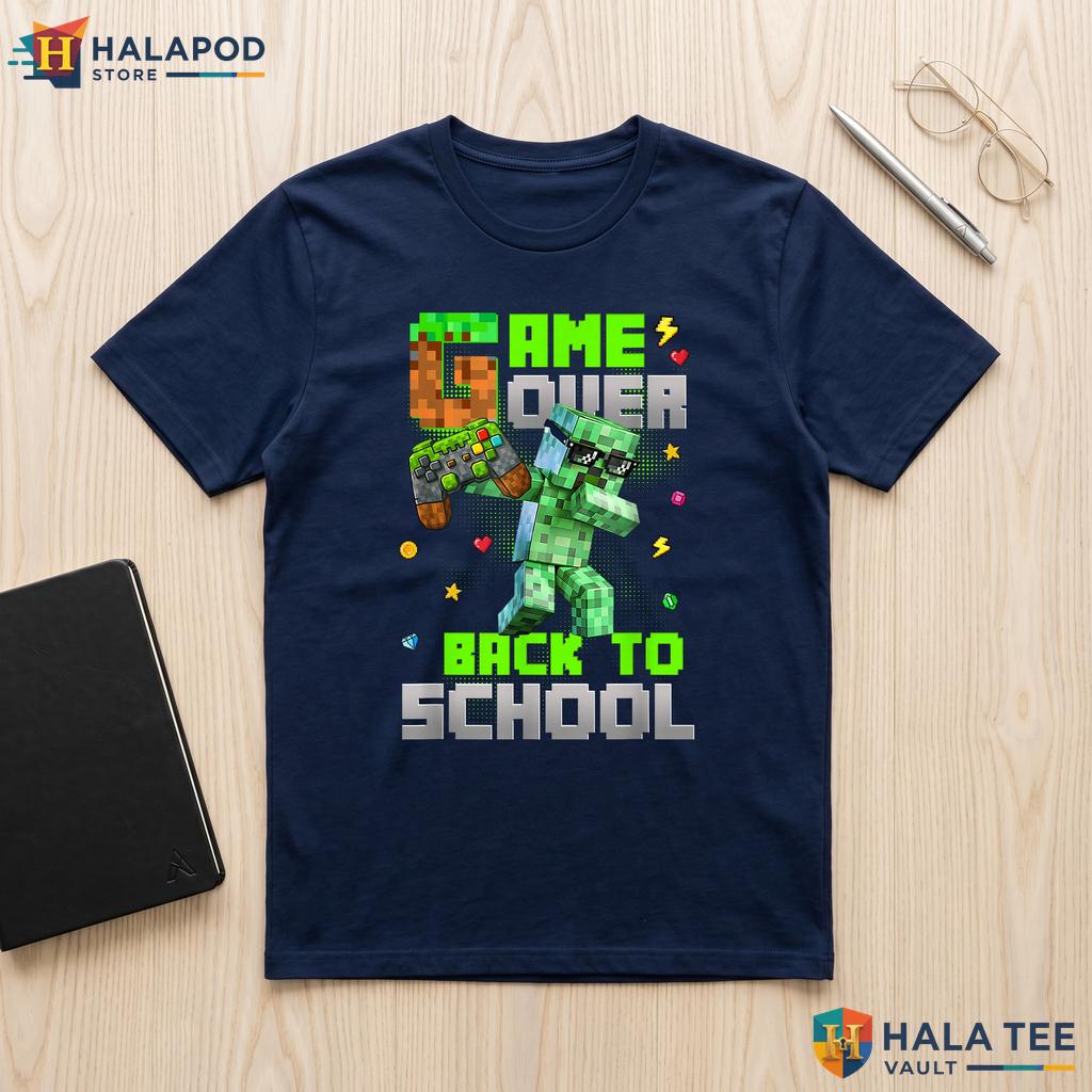 Game Over School Gaming Shirt Funny Bruh We Back Kids Boys First Day Top