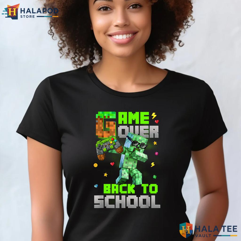 Game Over School Gaming Shirt Funny Bruh We Back Kids Boys First Day Top Adult