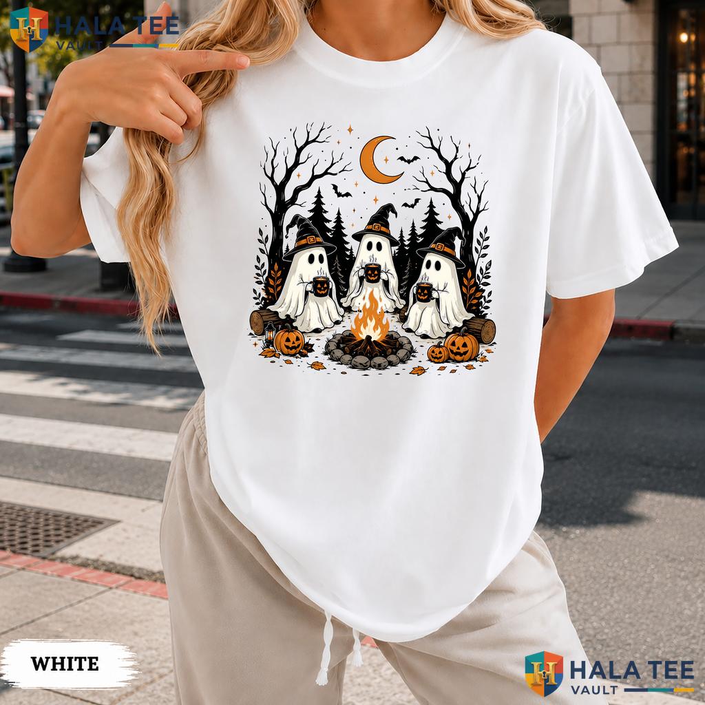 Ghost Camping Comfort Colors T Shirt Funny Spooky Camp Life Holiday Apparel