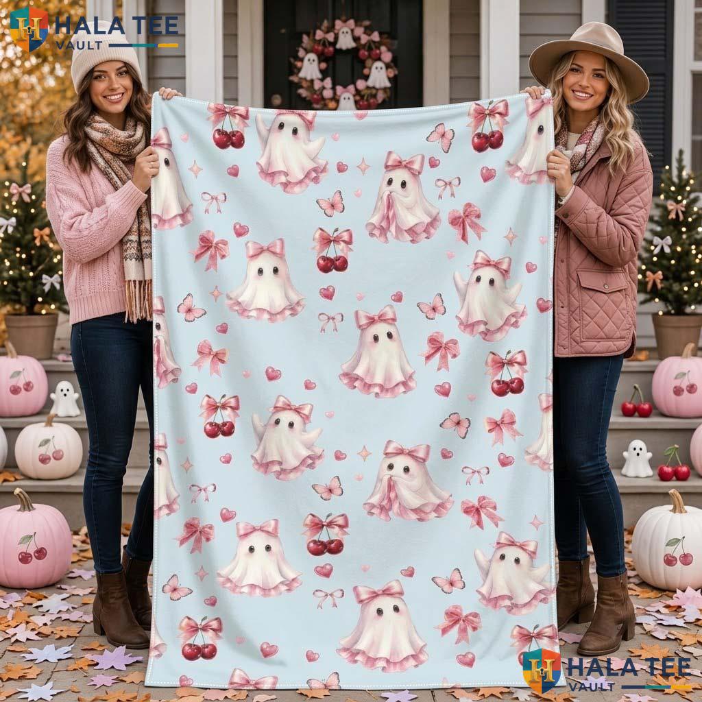 Ghost Cherry Halloween Blanket Personalized Book Lover Cozy Throw Gift