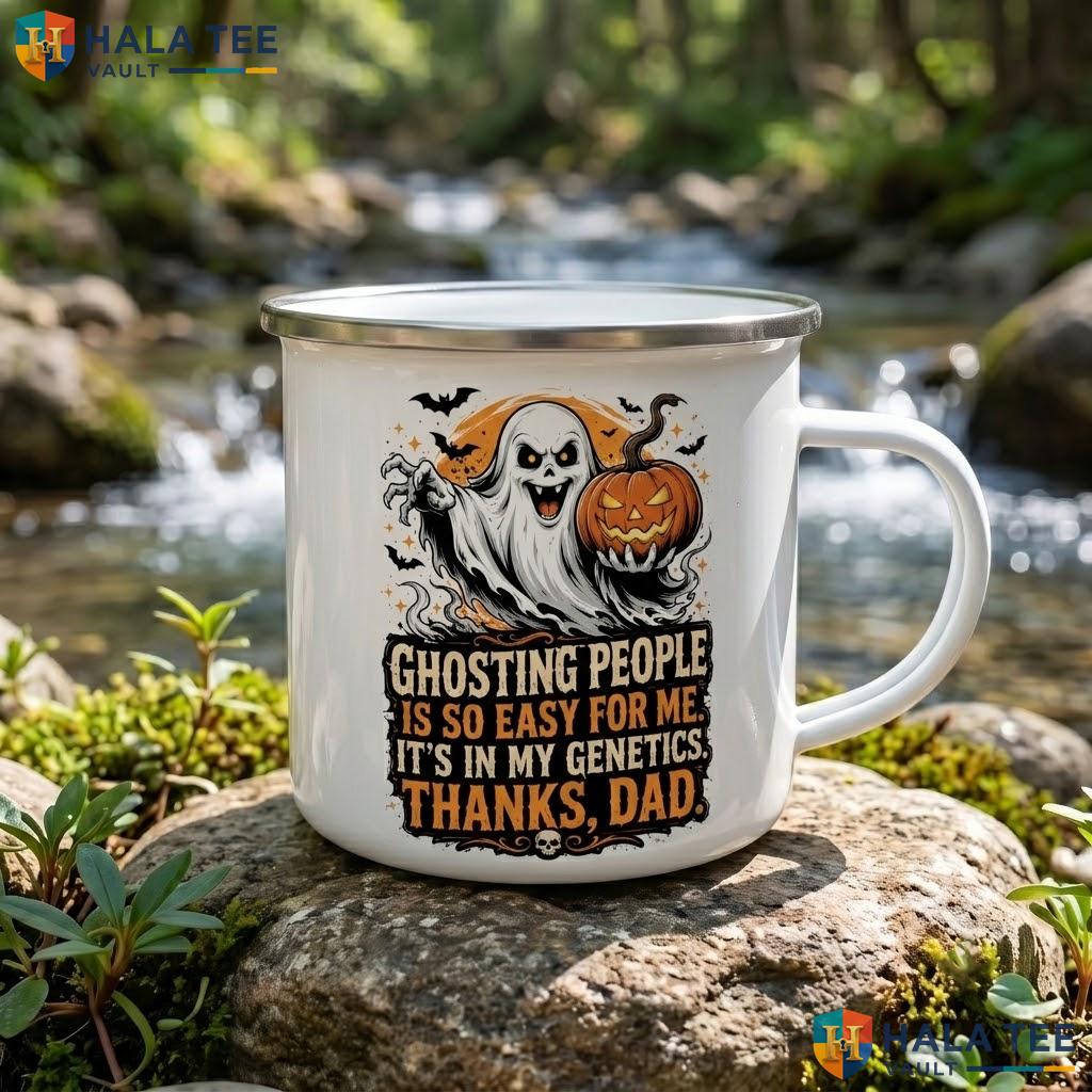 Ghosting People Is Easy Halloween Accent Mug Funny Sarcastic Ceramic Coffee Mug