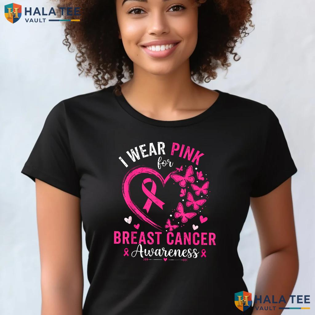 Girls We Wear Pink Ribbon TShirt Breast Cancer Awareness Women Outfit