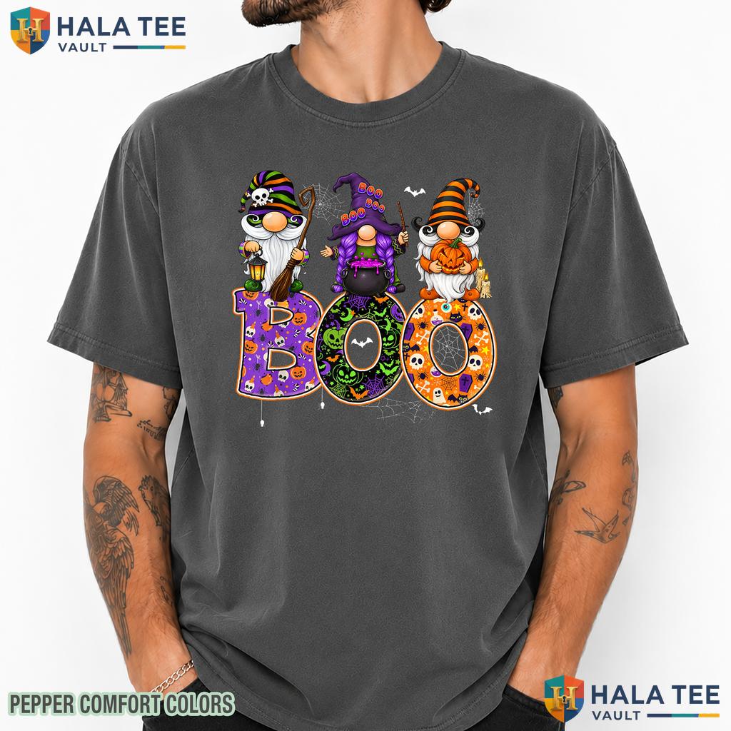 Gnome Boo Witch Spider Comfort Colors T-Shirt Funny Halloween Pumpkin