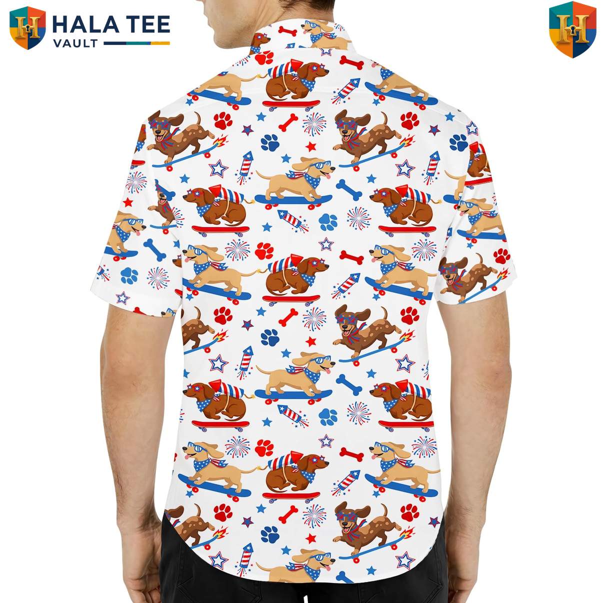 Graphic Wiener Dog Aloha Tee Shirt Mens Dachshund Island Vibe Holiday Clothing
