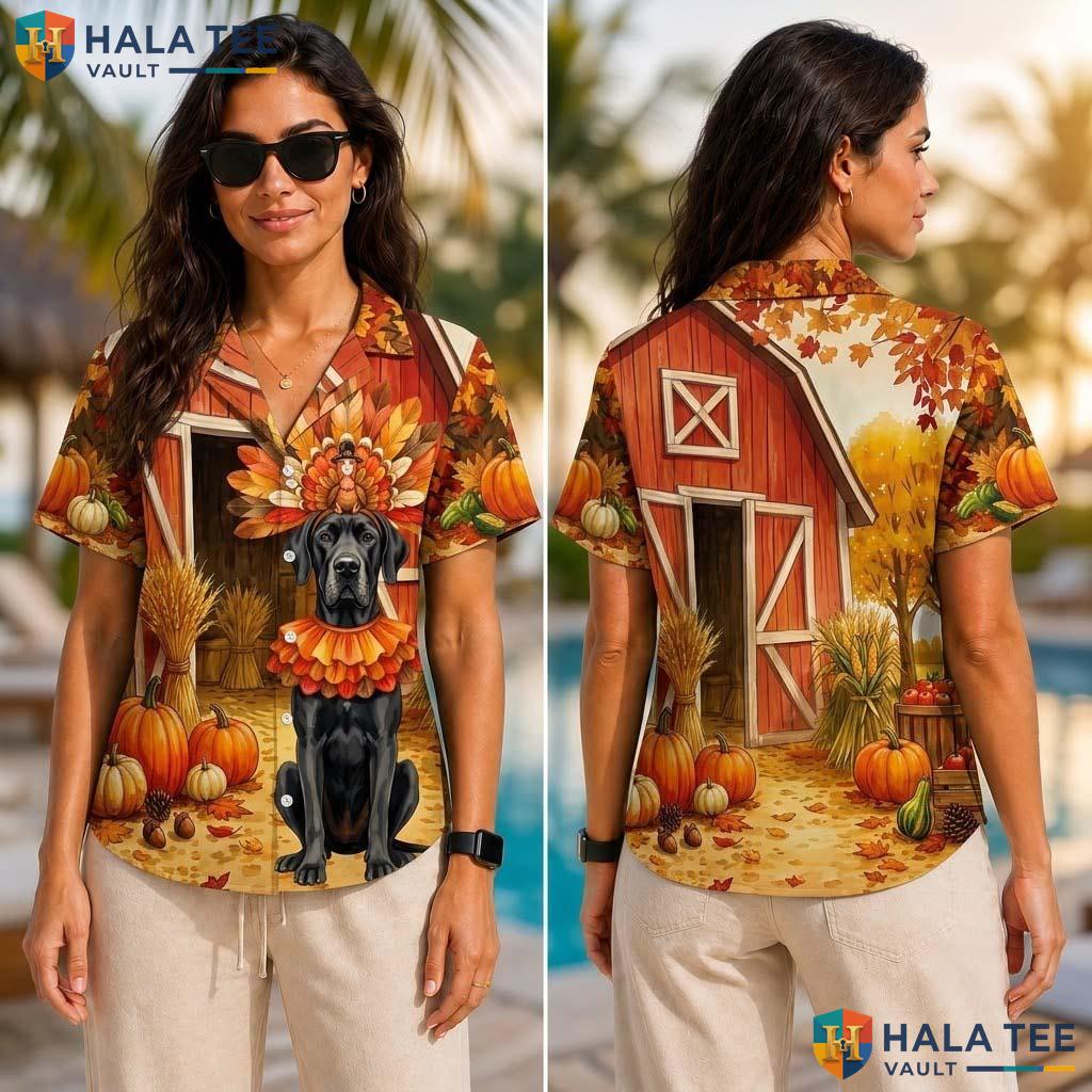 Great Dane Turkey Thanksgiving Tropical Shirt Dog Costume Fall Mens