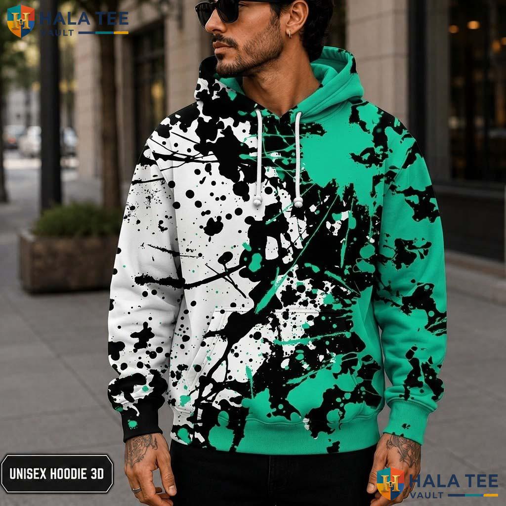 Green Splatter Paint Hoodie Warm Thick 3D Sweatshirt Boys Girls Apparel 3D Printed Hoodie