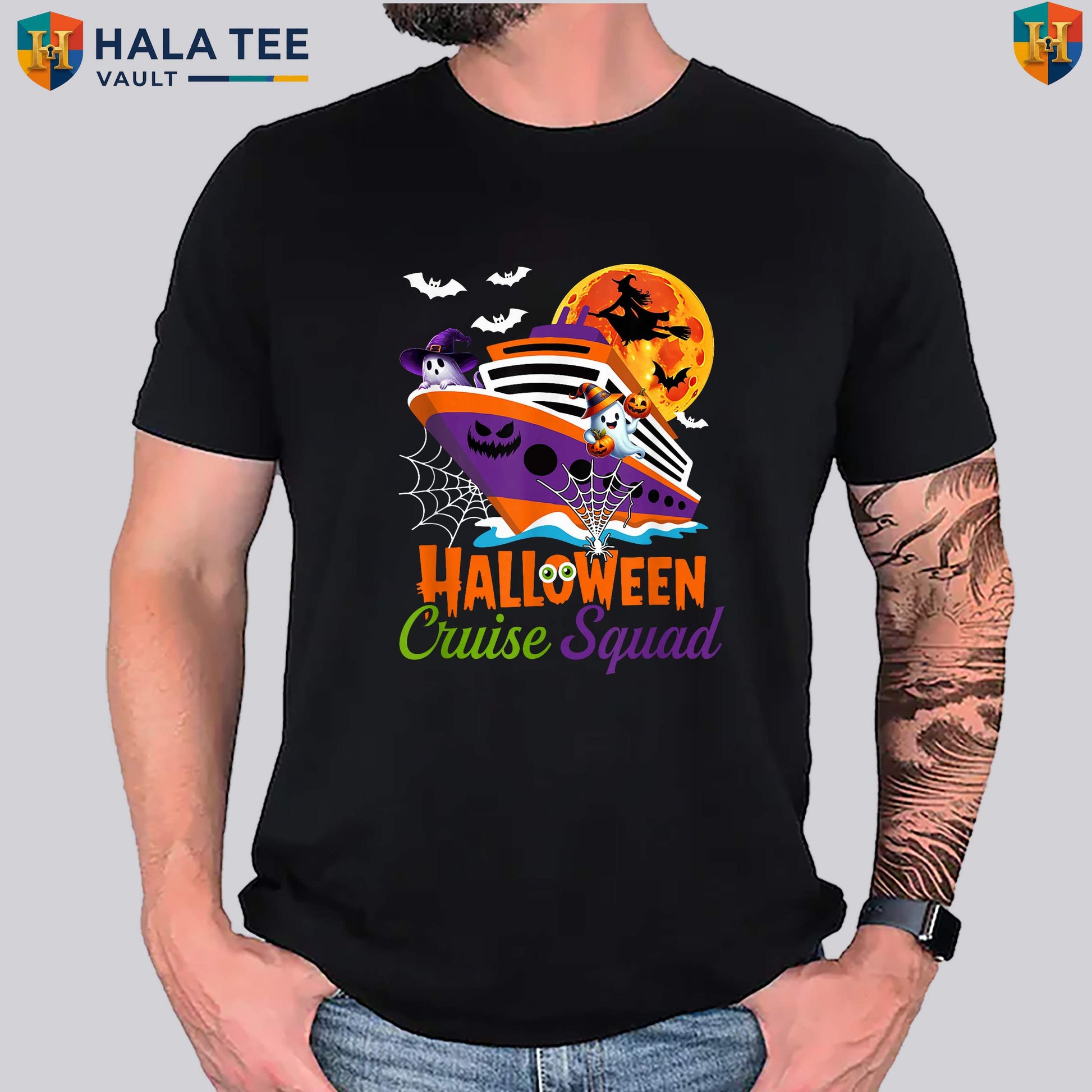 Halloween Cruise Squad Witch T-Shirt Boo Ghosts Horror Ship Vacation Apparel