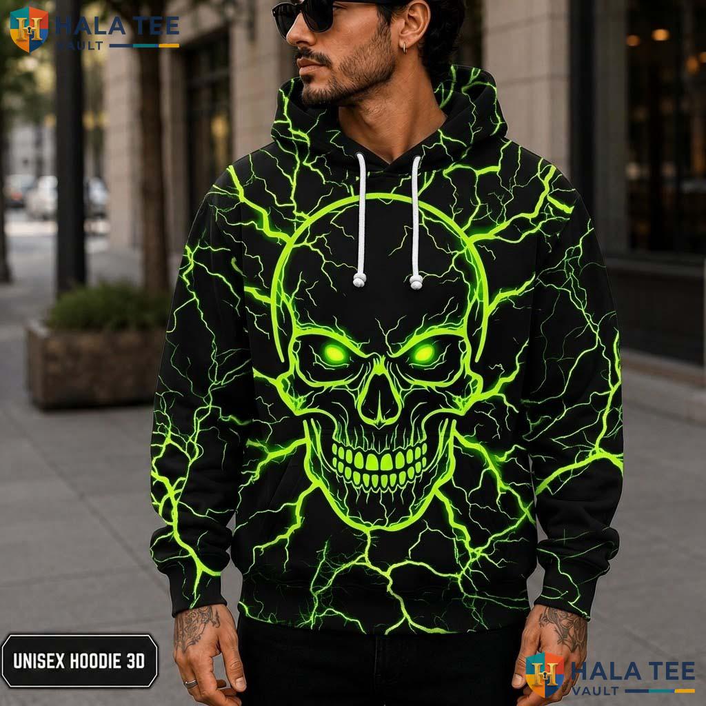 Halloween Neon Skull Hoodie Warm Thick 3D Sweatshirt Boys Girls Apparel 3D Printed Hoodie