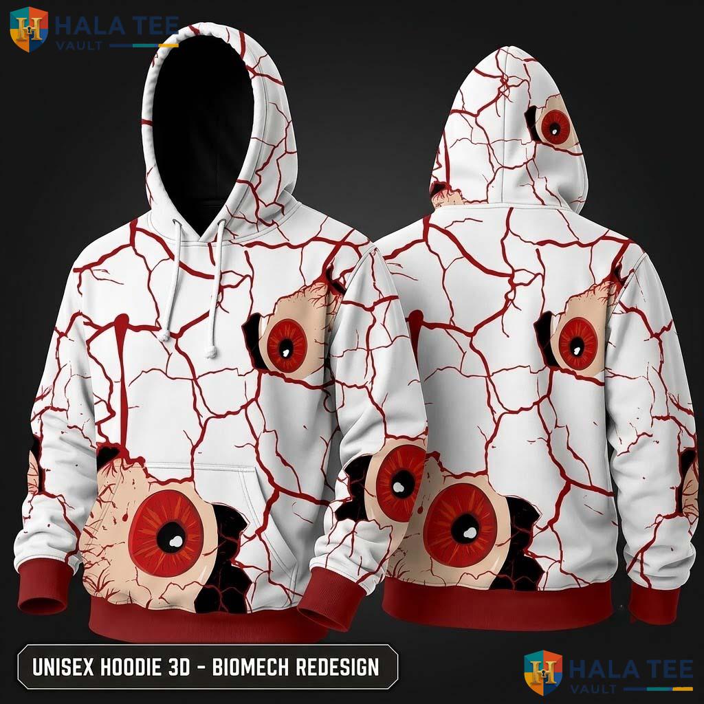 Haunting Bloody Eye 3D Hoodie Spooky Horror Costume Halloween Apparel
