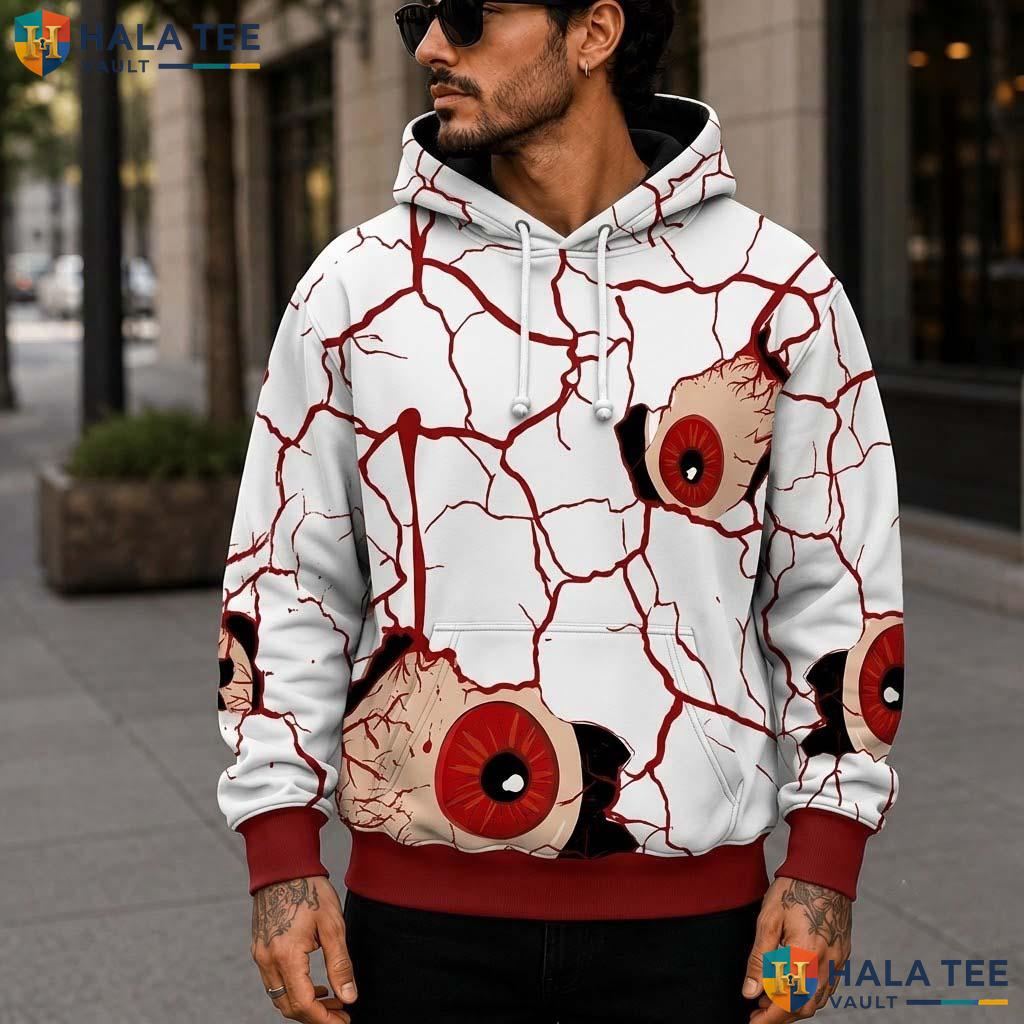 Haunting Bloody Eye 3D Printed Hoodie Spooky Horror Costume Halloween Apparel
