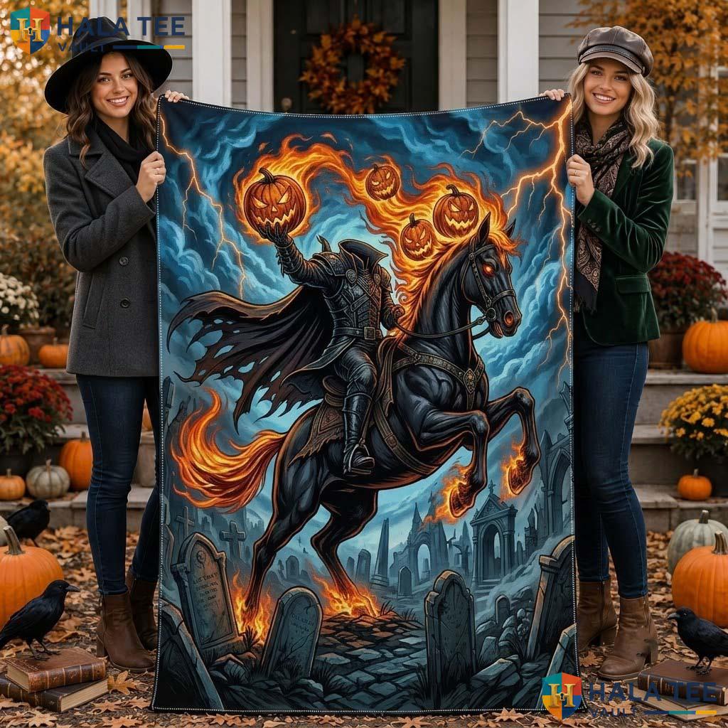 Headless Horseman Halloween Blanket Dramatic Gothic Pumpkin Knight