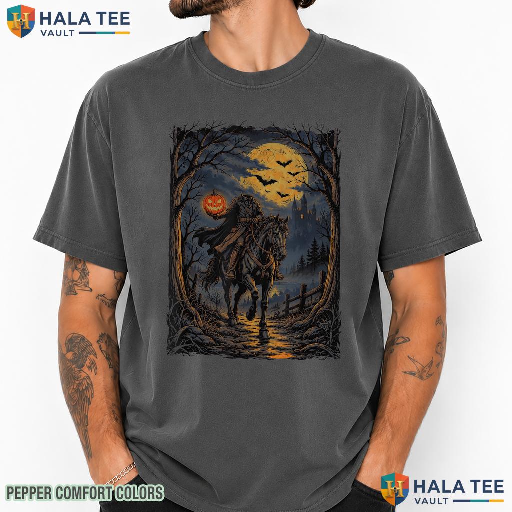 Headless Horseman Pumpkin Comfort Colors T-Shirt Halloween Apparel