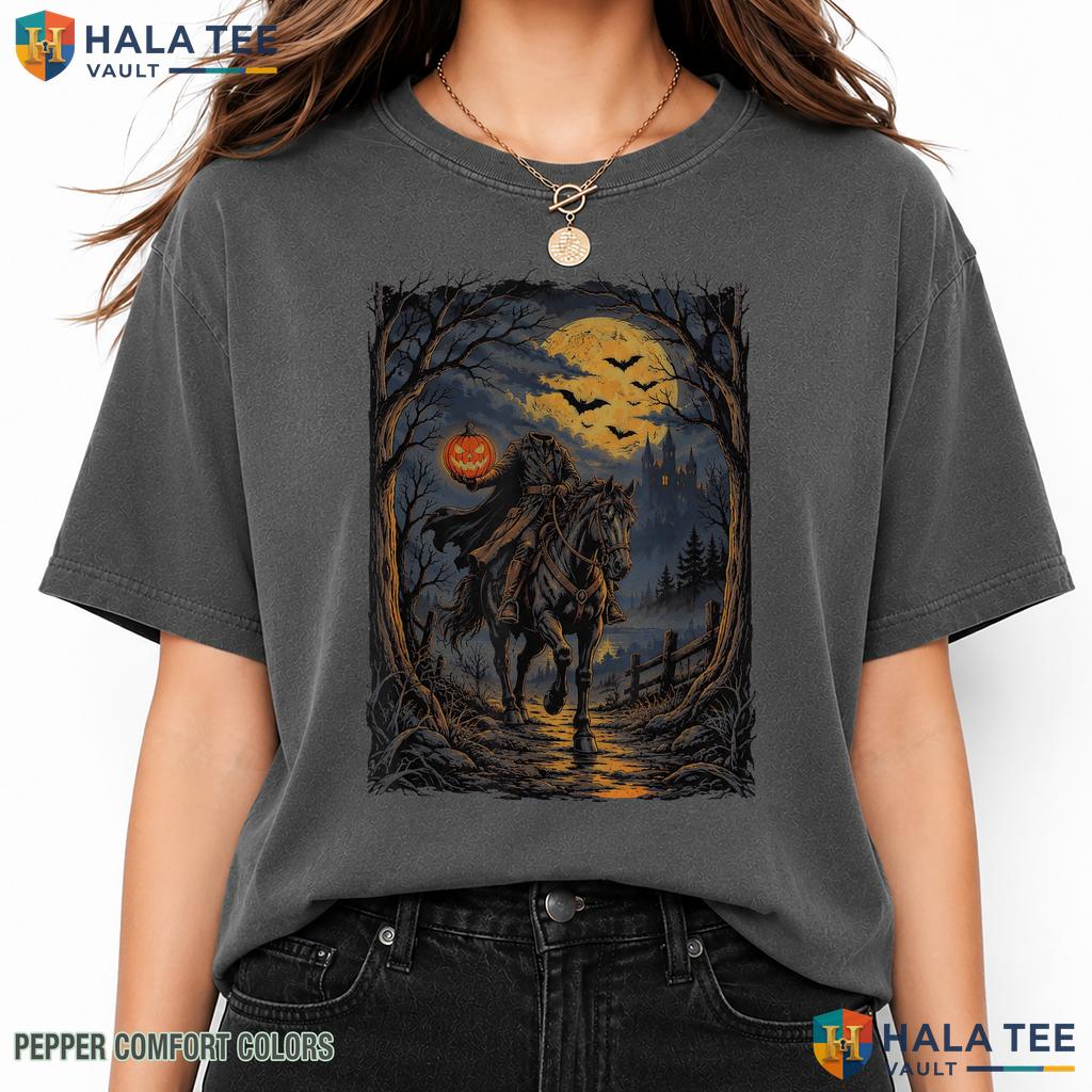 Headless Horseman Pumpkin Garment-Dyed T-Shirt Halloween Apparel