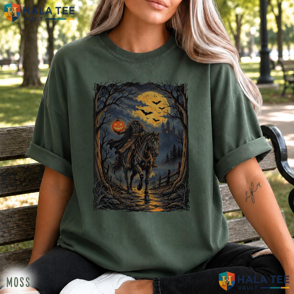 Headless Horseman Pumpkin Retro Style T-Shirt Halloween Apparel