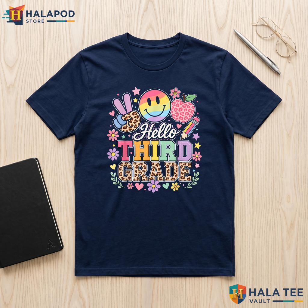 Hello 3rd Grade School Shirt Boys Girls Teacher First Day Classroom Top