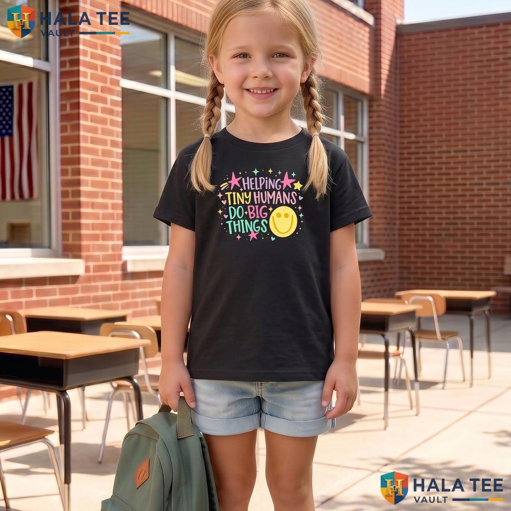 Helping Tiny Humans Teach Shirt Preppy Back To School First Day Apparel Adult