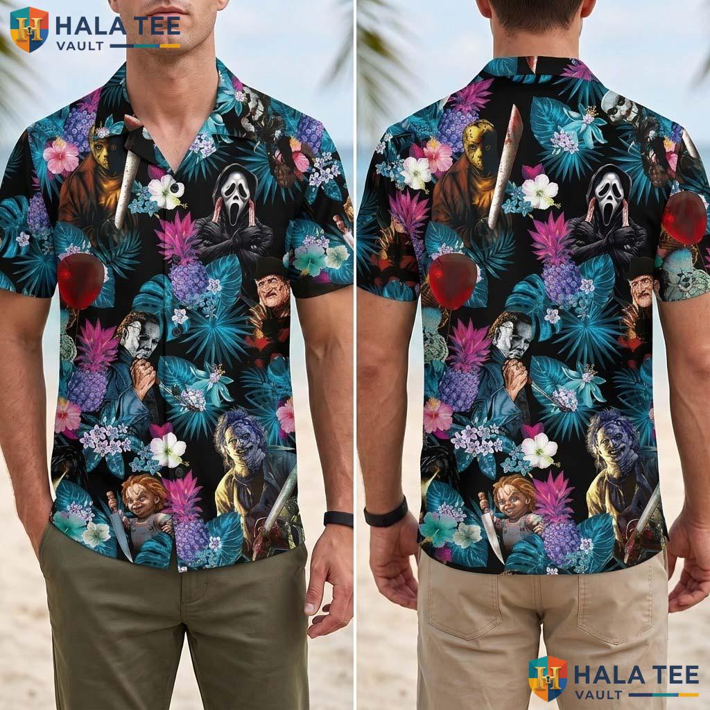 Horror Movie Halloween Hawaiian Shirt Spooky Scary Character Aloha Adult