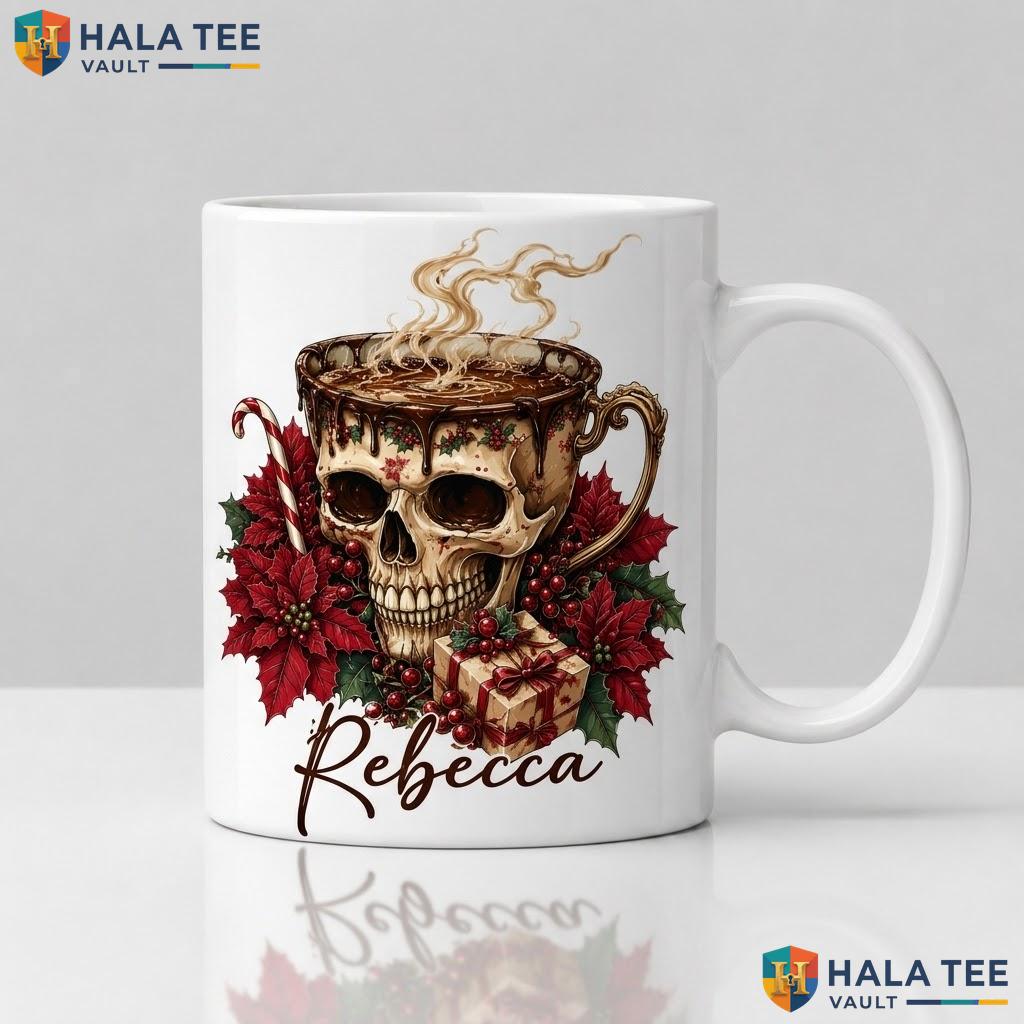 Hot Chocolate Christmas Mug Personalized Gothic Skeleton Ceramic Coffee Cup