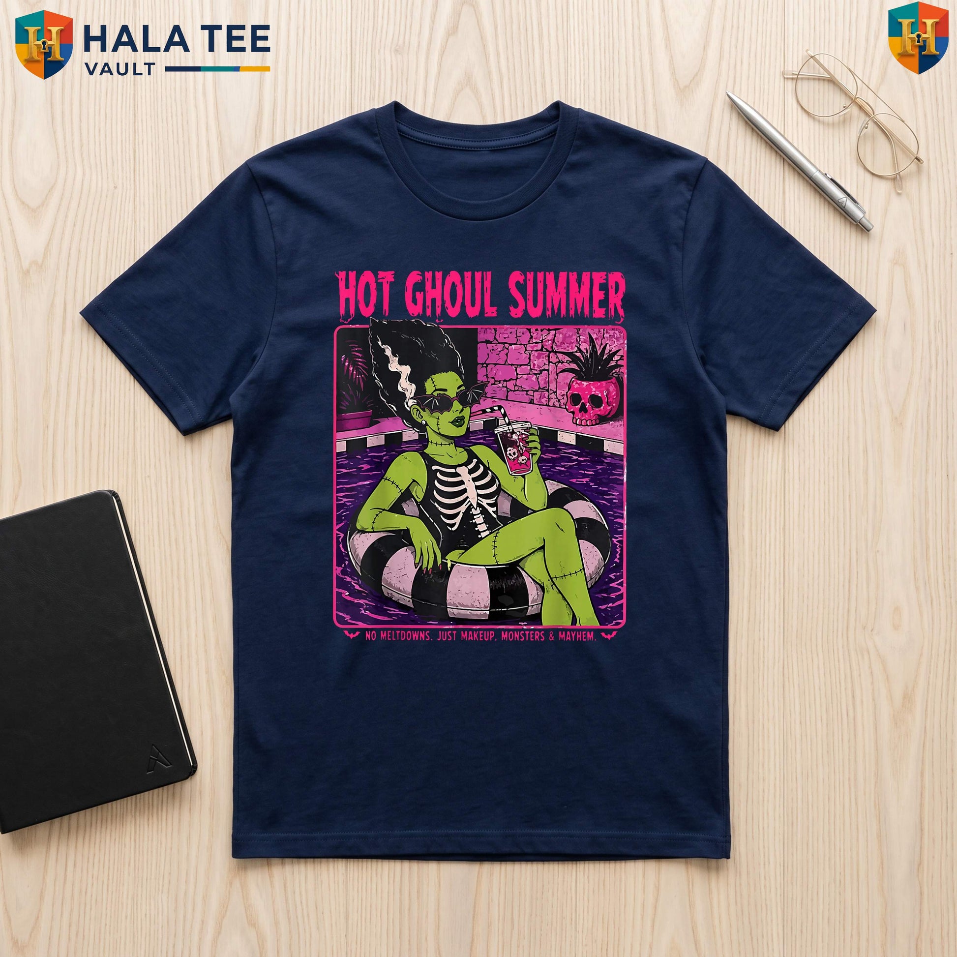 Hot Ghoul Summer Halloween Tee Vintage Beach Summerween Cocktail Apparel