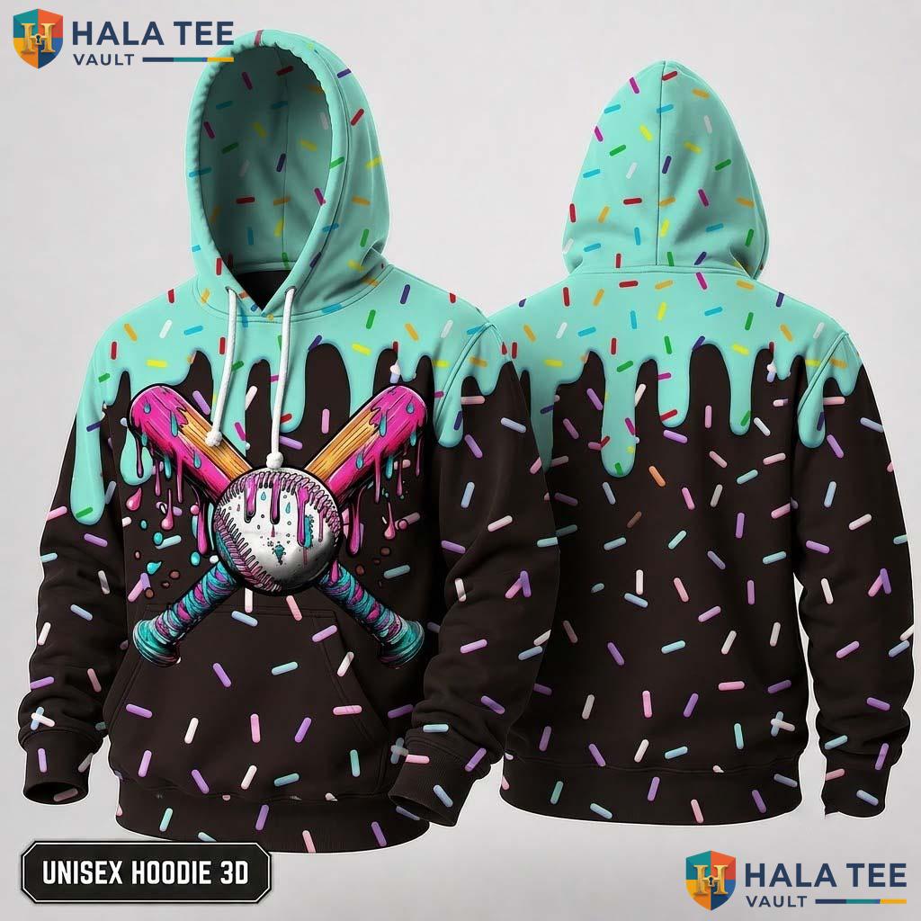 Ice Cream Baseball 3D Hoodie Thick Warm Sweatshirt Boys Girls Apparel