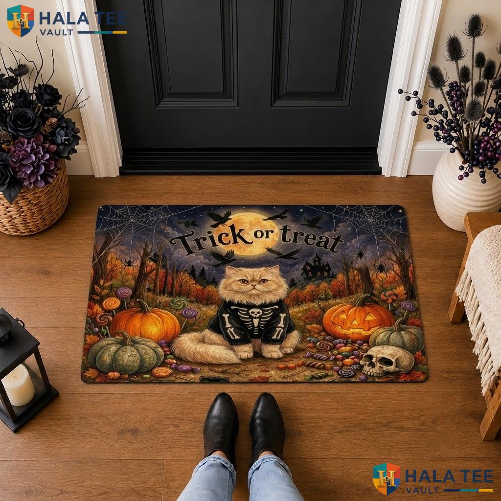 Kitten Cats Halloween Front door mat Holiday Goth Non Slip Spooky Welcome Rug