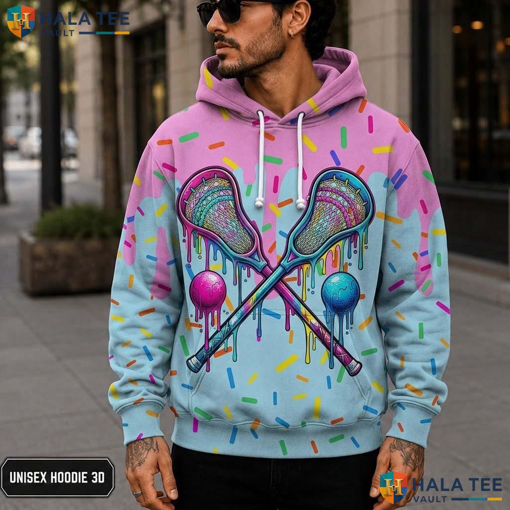 Lacrosse Dripping 3D Printed Hoodie Warm Thick Sweatshirt Boys Girls Pullover