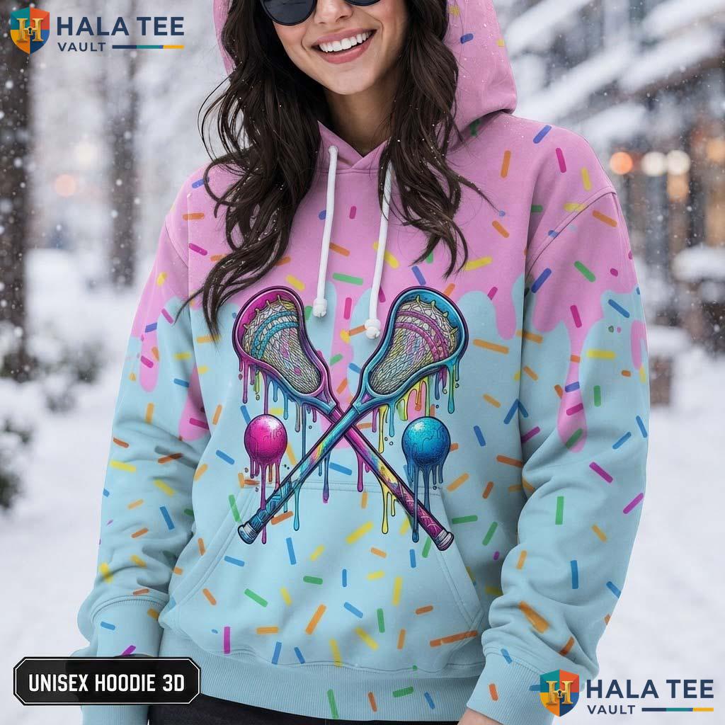 Lacrosse Dripping AOP Hoodie Warm Thick Sweatshirt Boys Girls Pullover