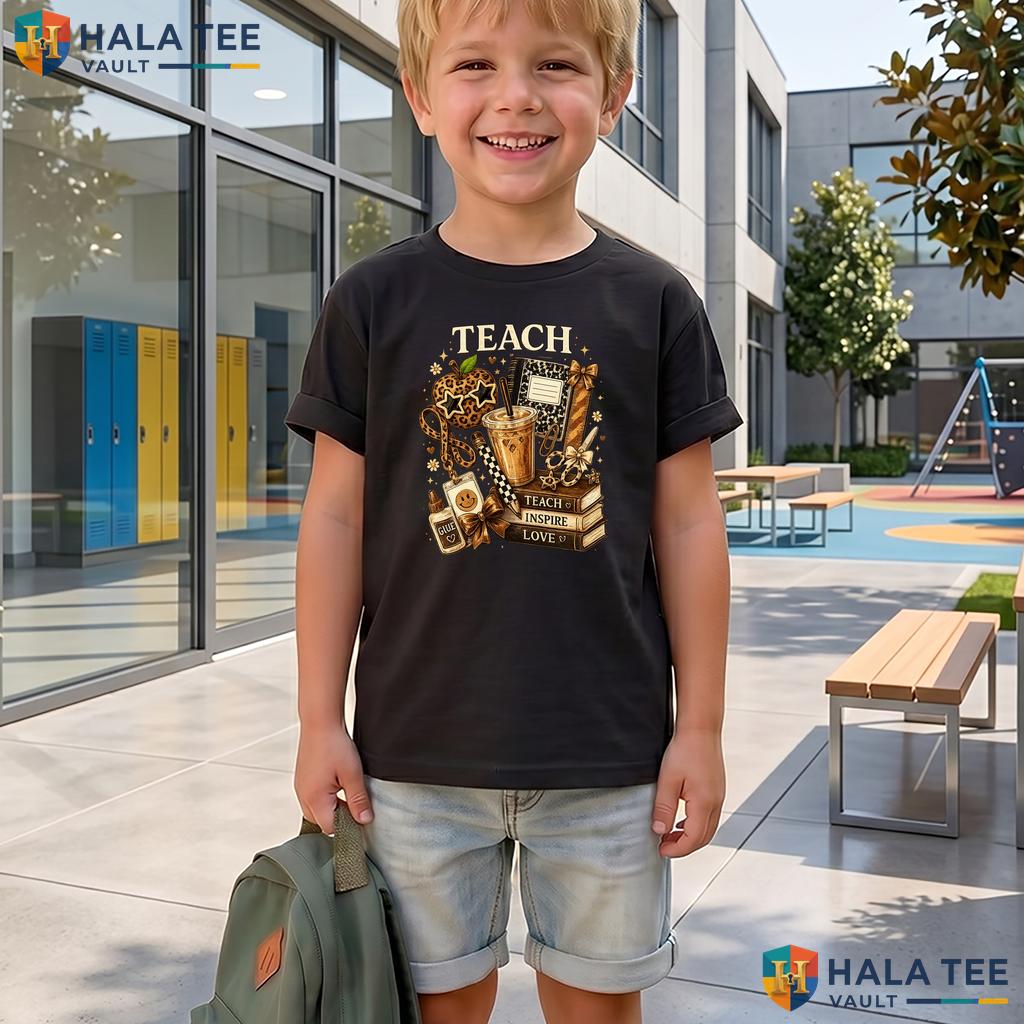 Leopard Teacher Apple Pencil Shirt Preppy School Supplies Graphic Apparel Adult