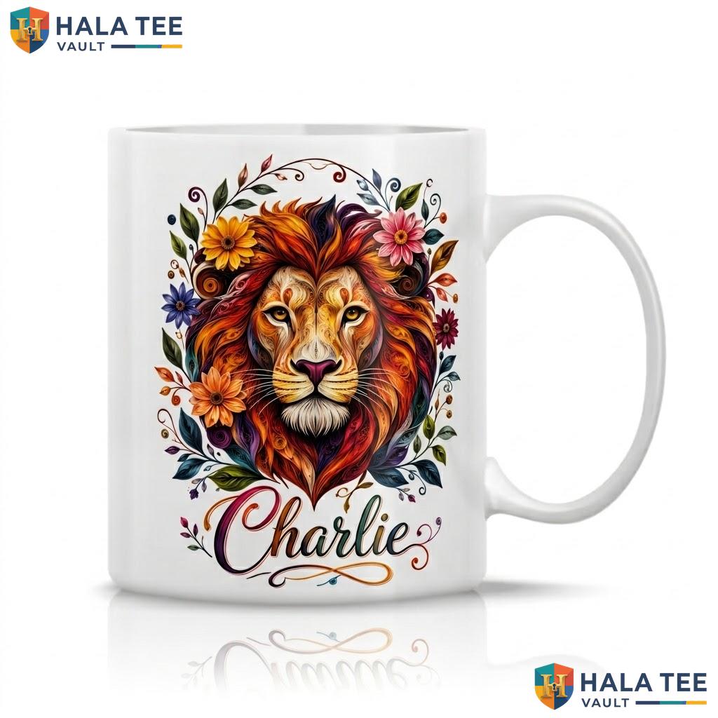 Lion Silhouette Witch Halloween Cup Custom Name Spooky Ceramic Coffee Mug