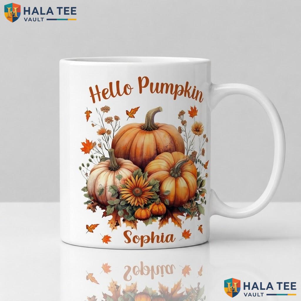 Maple Leaf Ghost Thanksgiving Mug Personalized Autumn Ceramic Coffee Cup